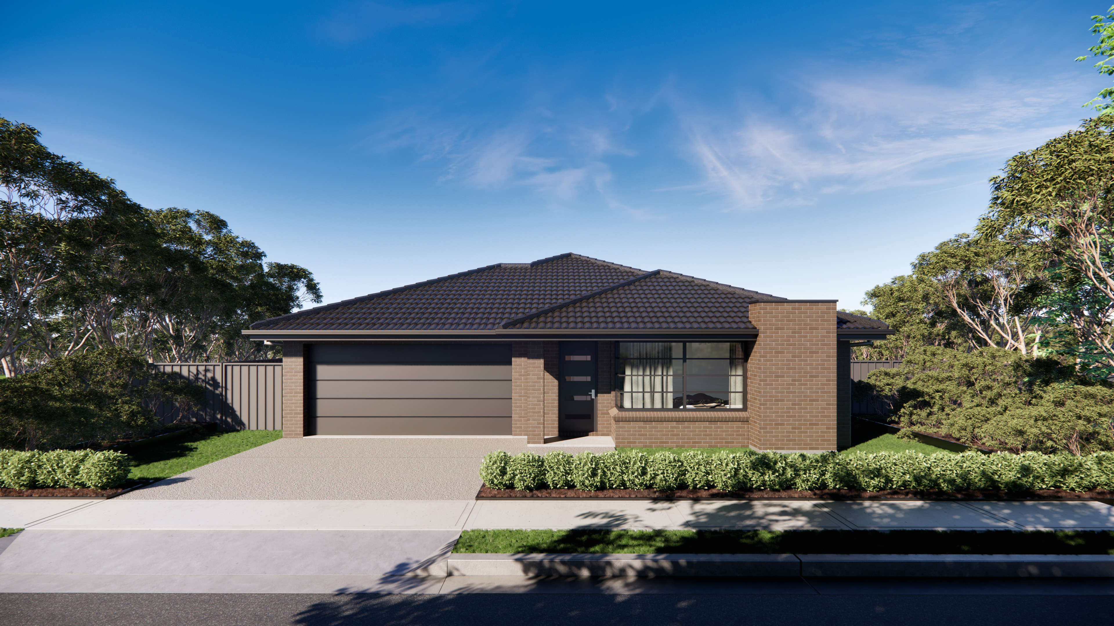 Serene Contemporary enhanced dark wide facade